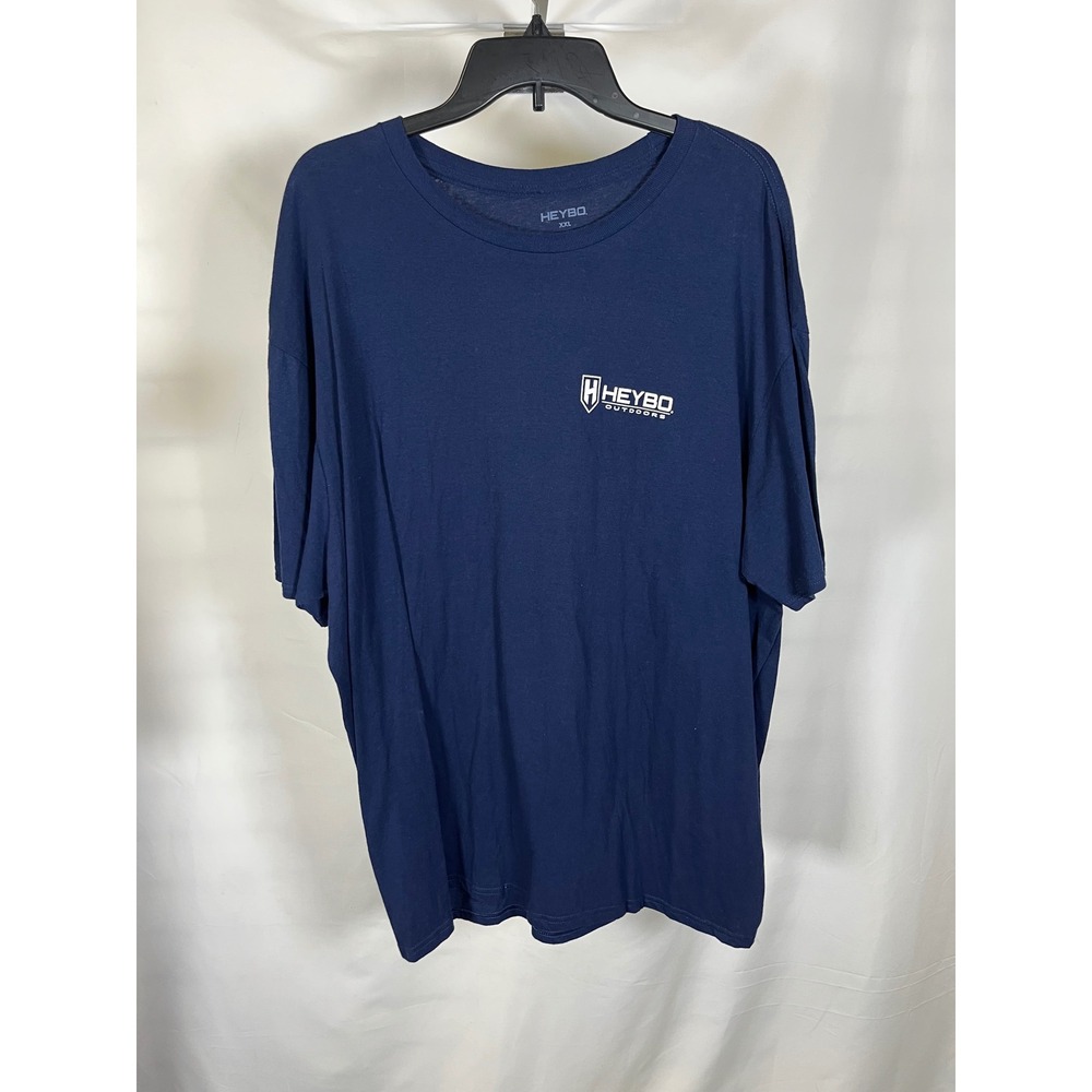 Heybo Outdoors Mens XXL Navy Blue American Flag Hunting Graphic T-Shirt Duck Dog